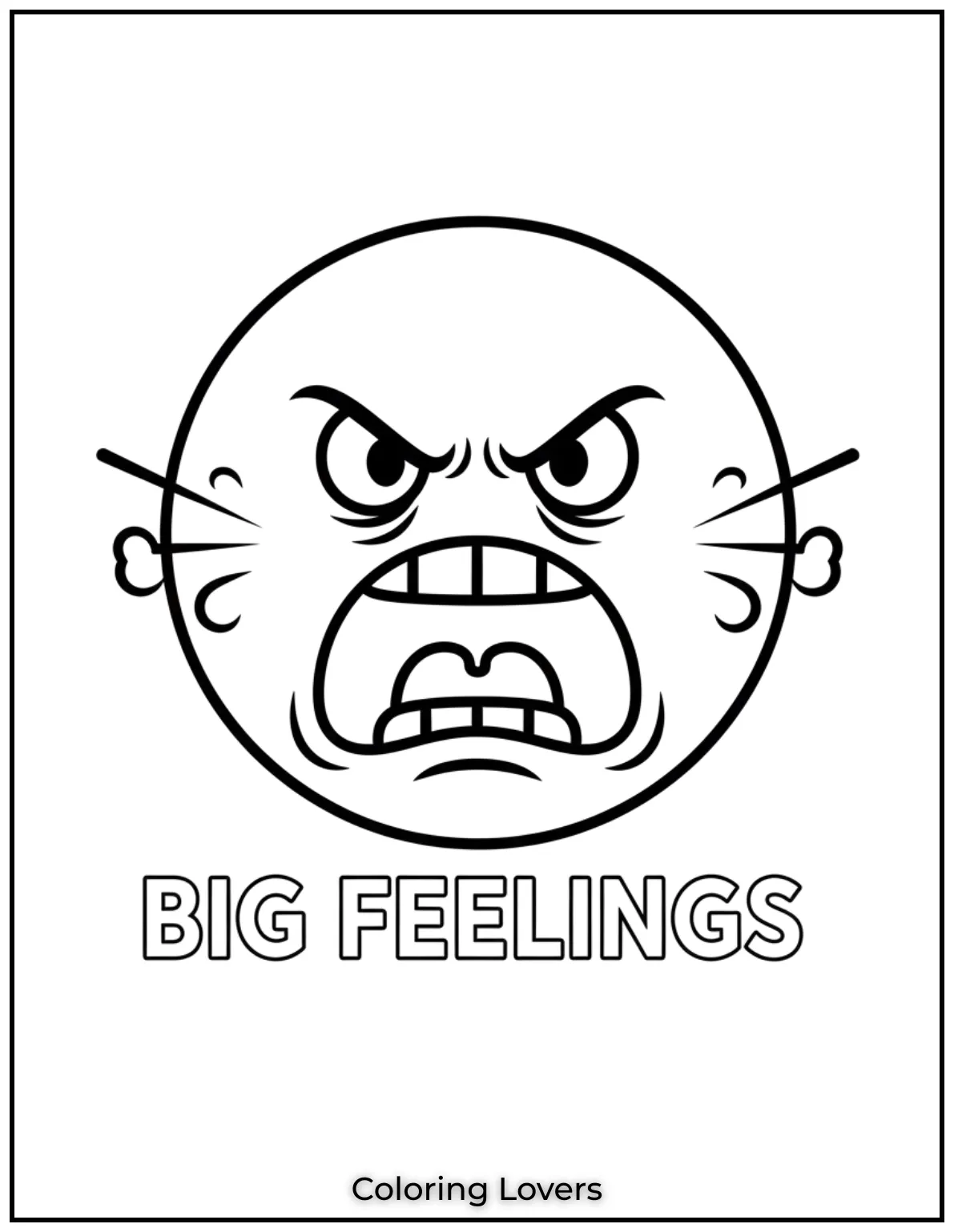 Preschool Coloring Pages – Fun & Easy Printables for All 59 A fierce little face full of frustration! A creative way to help kids recognize and talk about big feelings.
