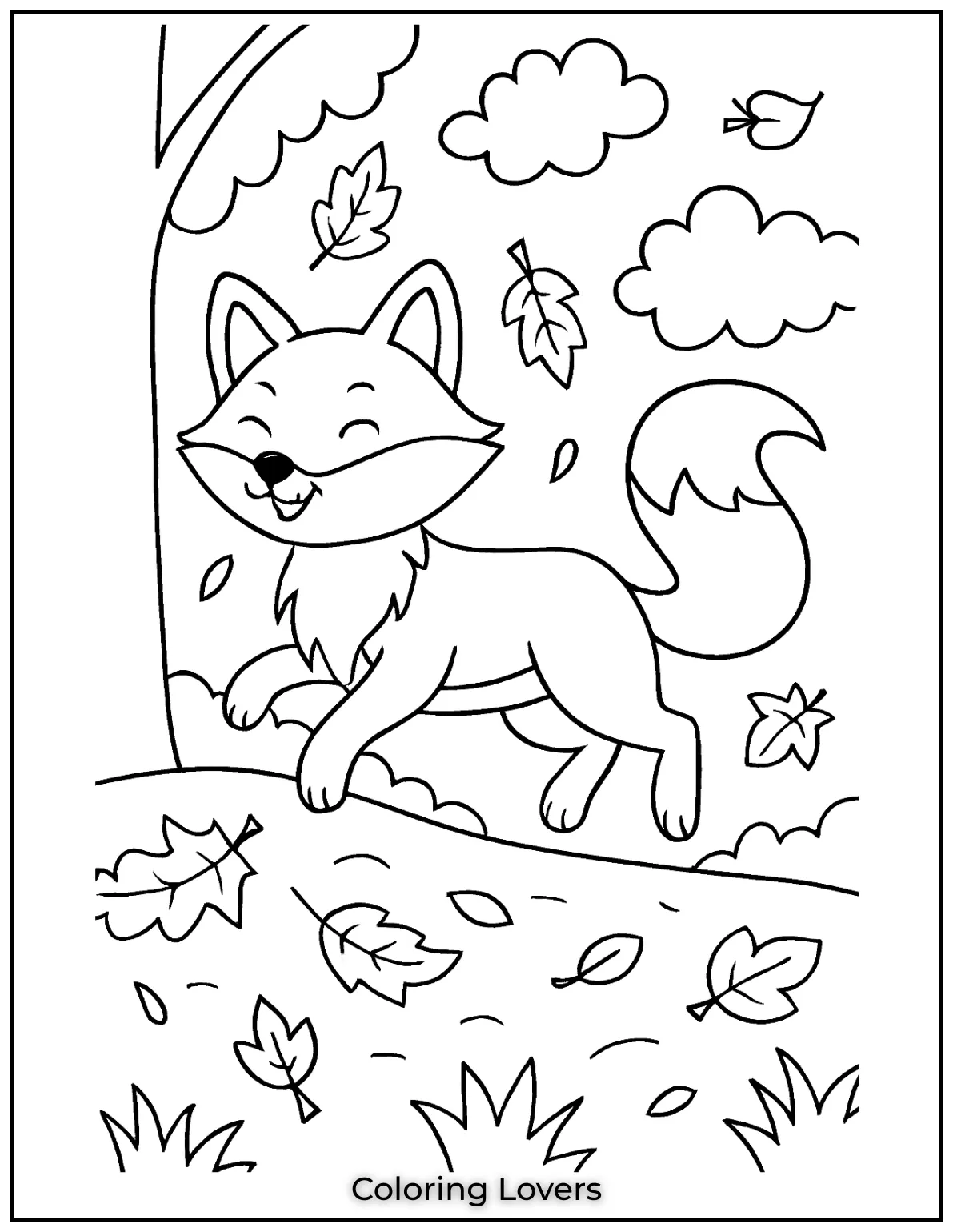 Powerful Fox Coloring Pages That Are Hidden 11 A fox hugs a pumpkin with a joyful expression, celebrating the harvest season.