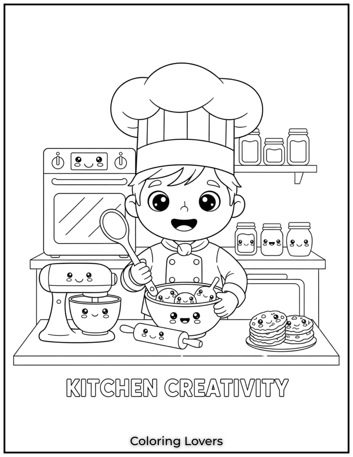 Preschool Coloring Pages – Fun & Easy Printables for All 45 A friendly little chef with a big smile, ready to cook up something delicious!