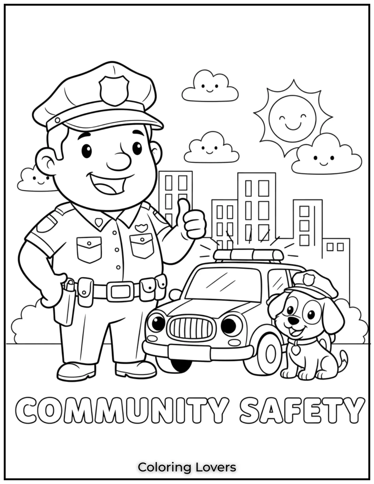 Preschool Coloring Pages – Fun & Easy Printables for All 49 A friendly police officer making sure everyone stays safe