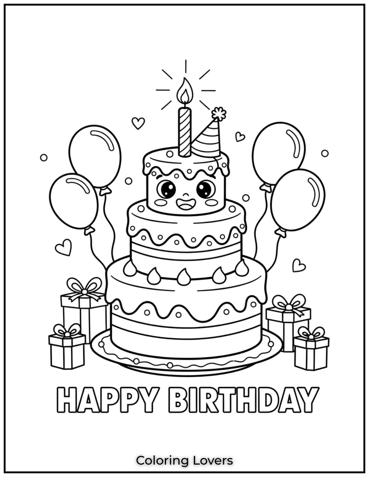 Preschool Coloring Pages – Fun & Easy Printables for All 36 A happy little birthday cake with a glowing candle, ready to celebrate! Kids will love adding bright colors.