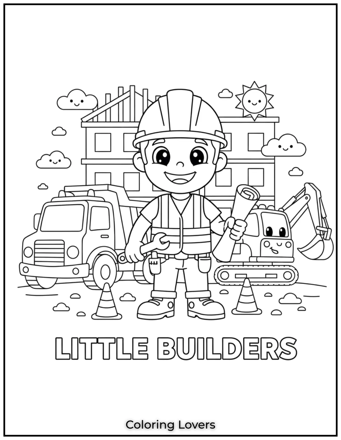 Preschool Coloring Pages – Fun & Easy Printables for All 50 A hardworking construction worker with a tool in hand, building the future.