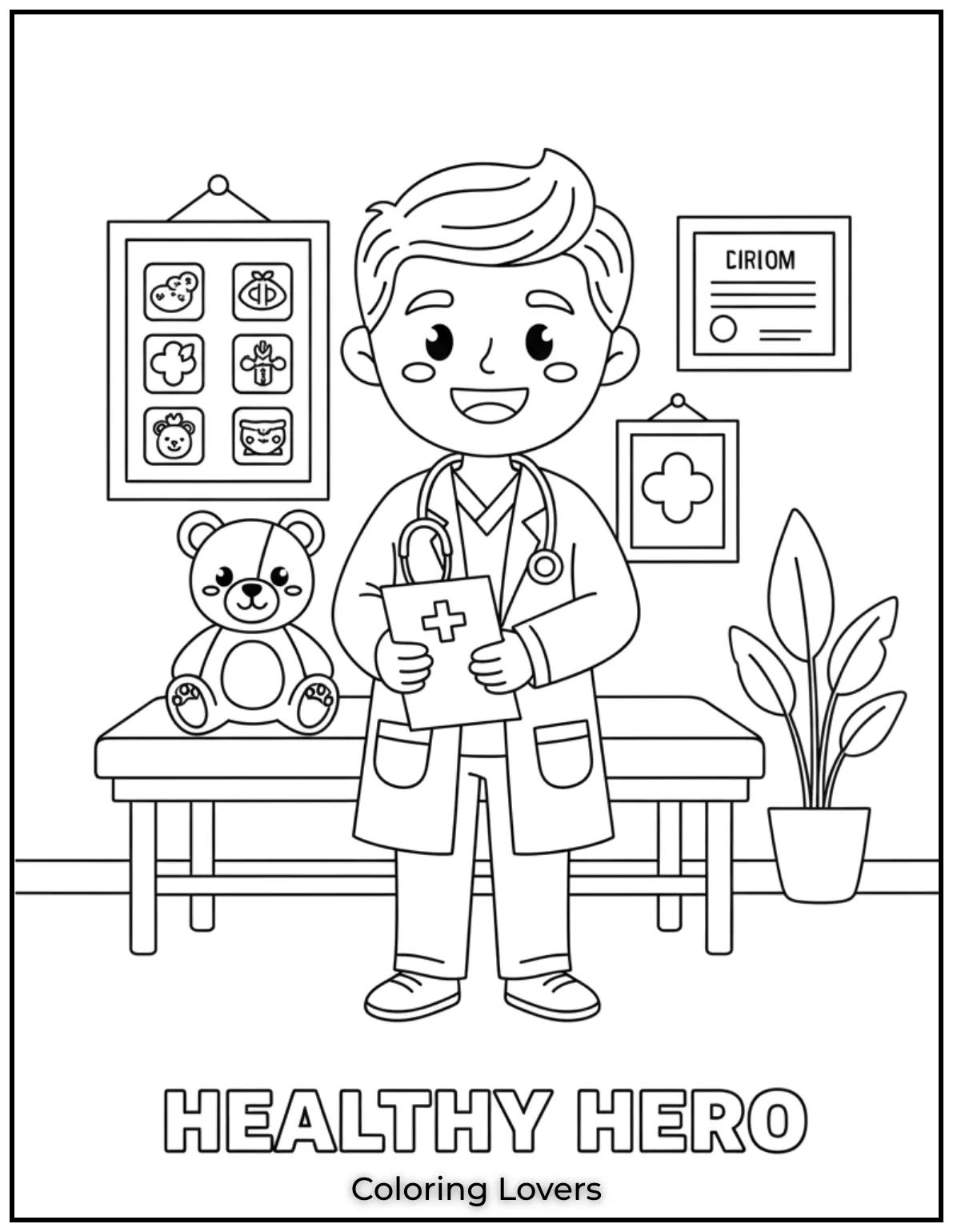 Preschool Coloring Pages – Fun & Easy Printables for All 48 A kind doctor with a stethoscope, ready to take care of patients.