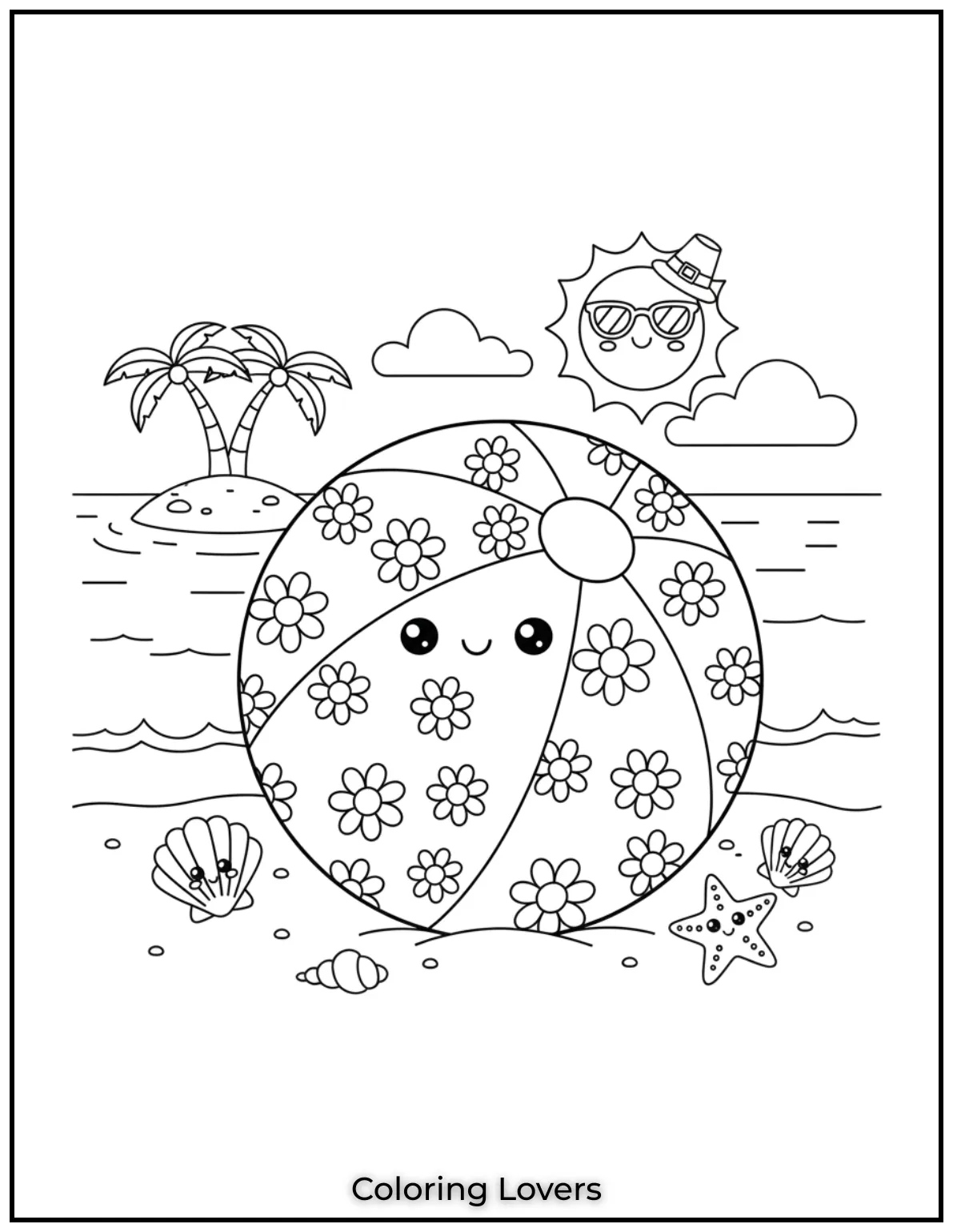 A lovely beach ball covered in daisies makes summer playtime sweet.