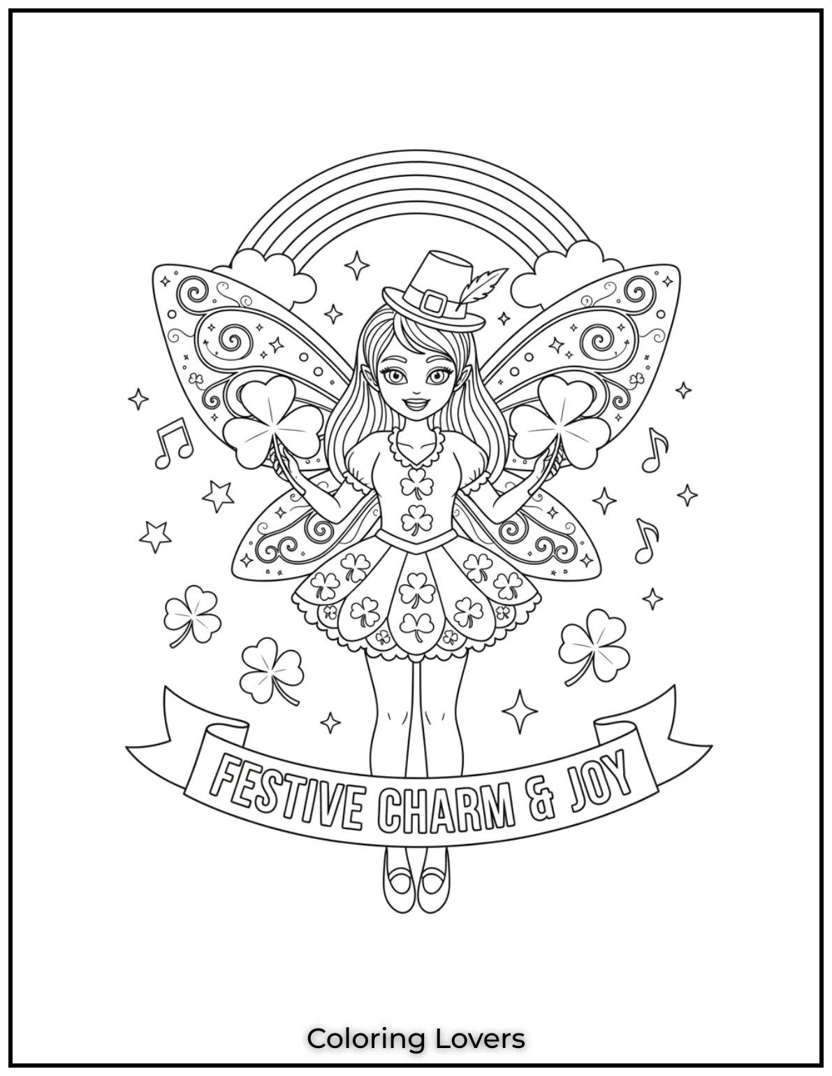 Download St Patrick's Day Coloring Pages 12 A magical fairy dressed in shamrocks brings St.
