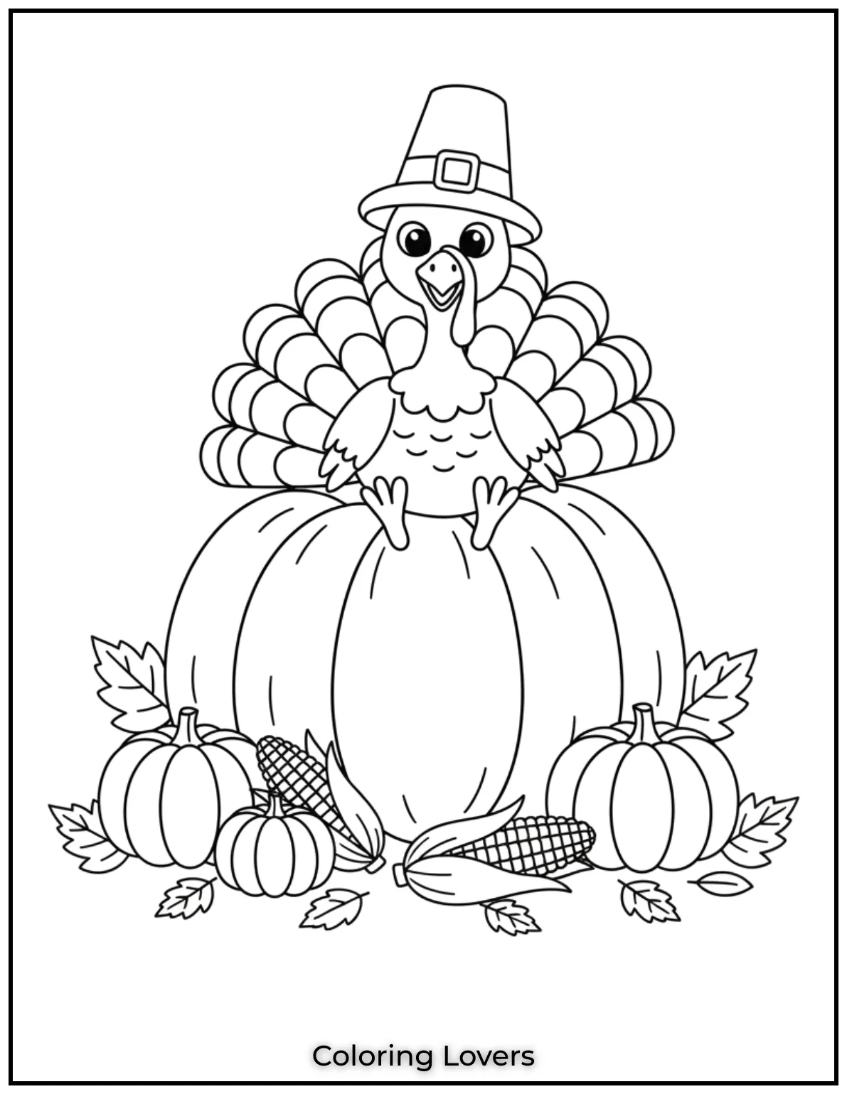 A proud turkey sitting on a pumpkin makes for such a festive Thanksgiving scene. I hope this brings lots of smiles while coloring