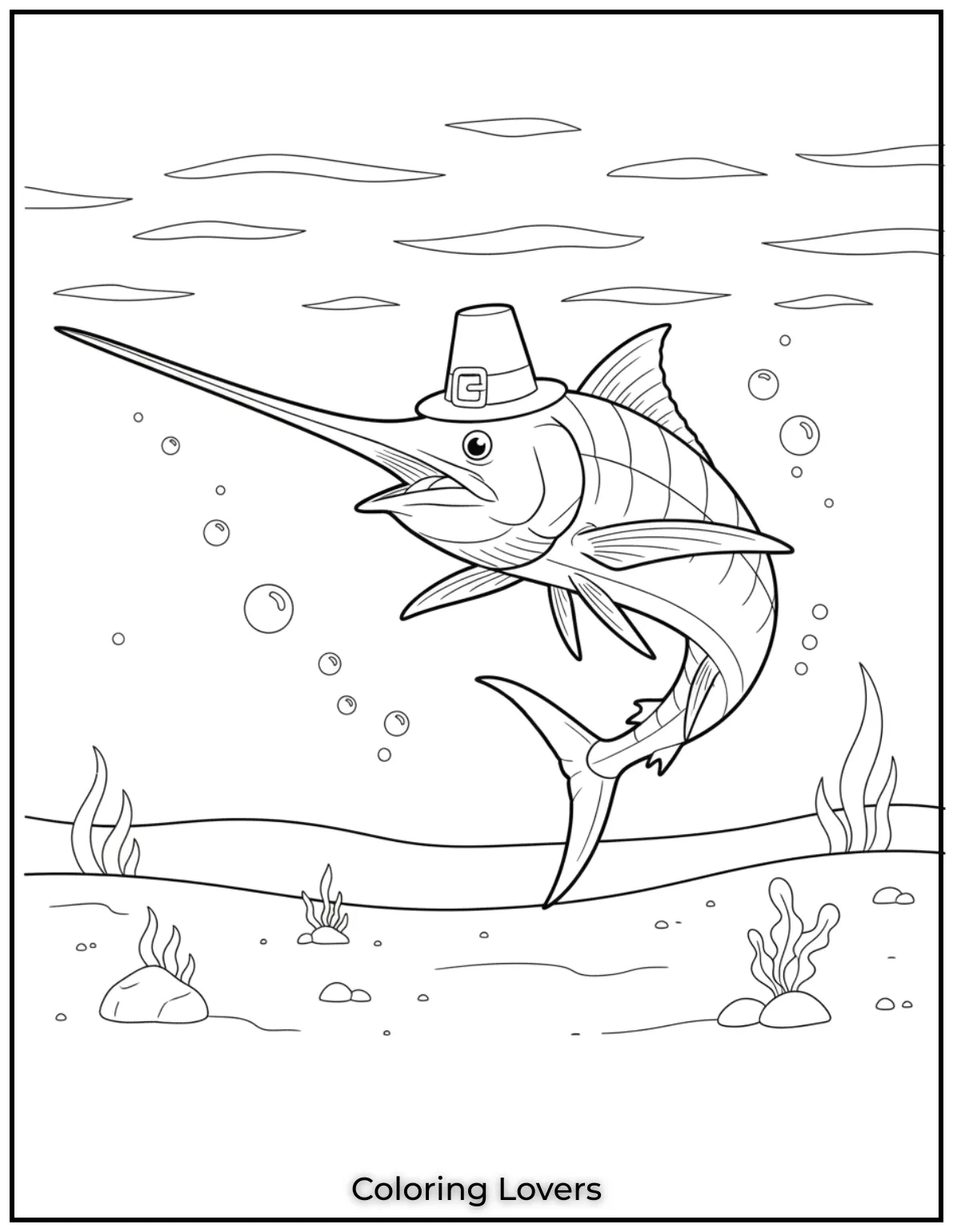 A saltwater swordfish charges through wide open sea. That long bill is built for slicing the current