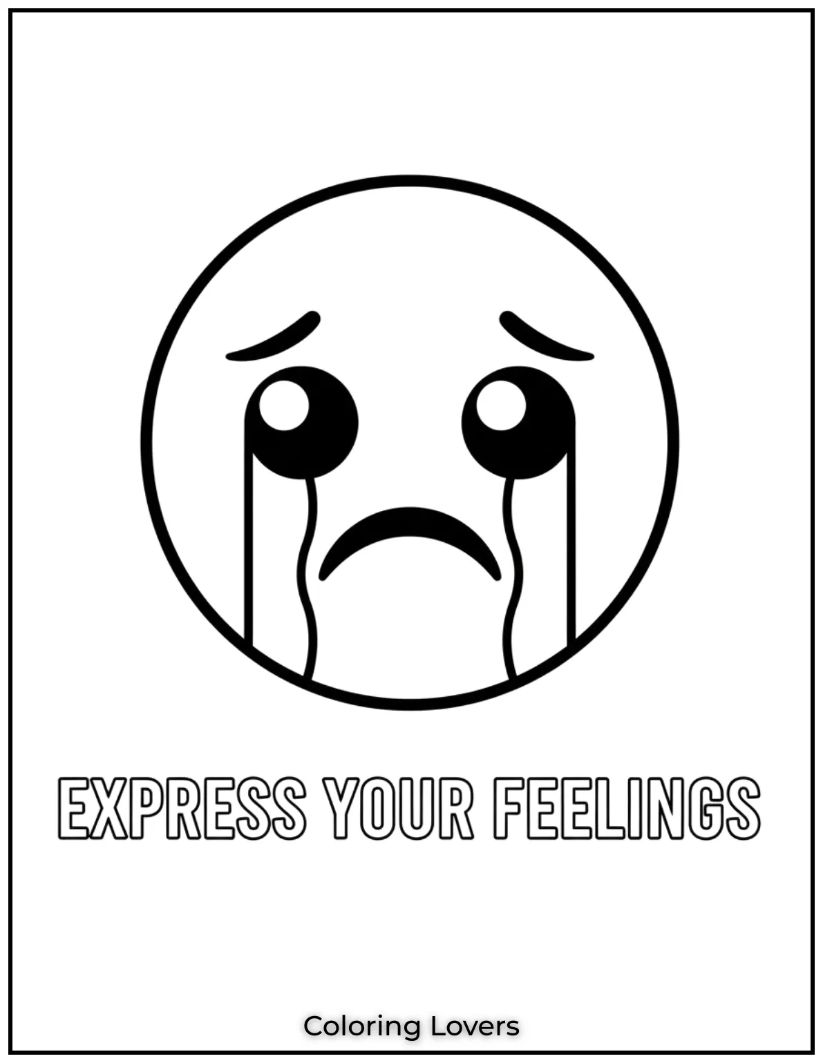 Preschool Coloring Pages – Fun & Easy Printables for All 61 A teary-eyed emoji showing sadness and emotions!