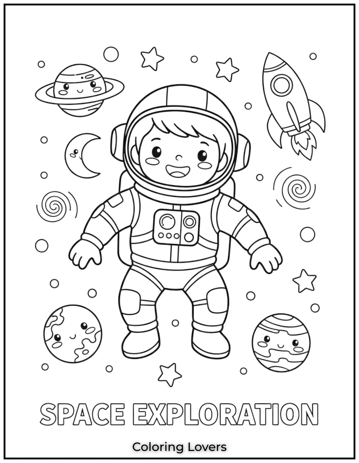 Preschool Coloring Pages – Fun & Easy Printables for All 46 An adventurous astronaut floating in space, dreaming of the stars.