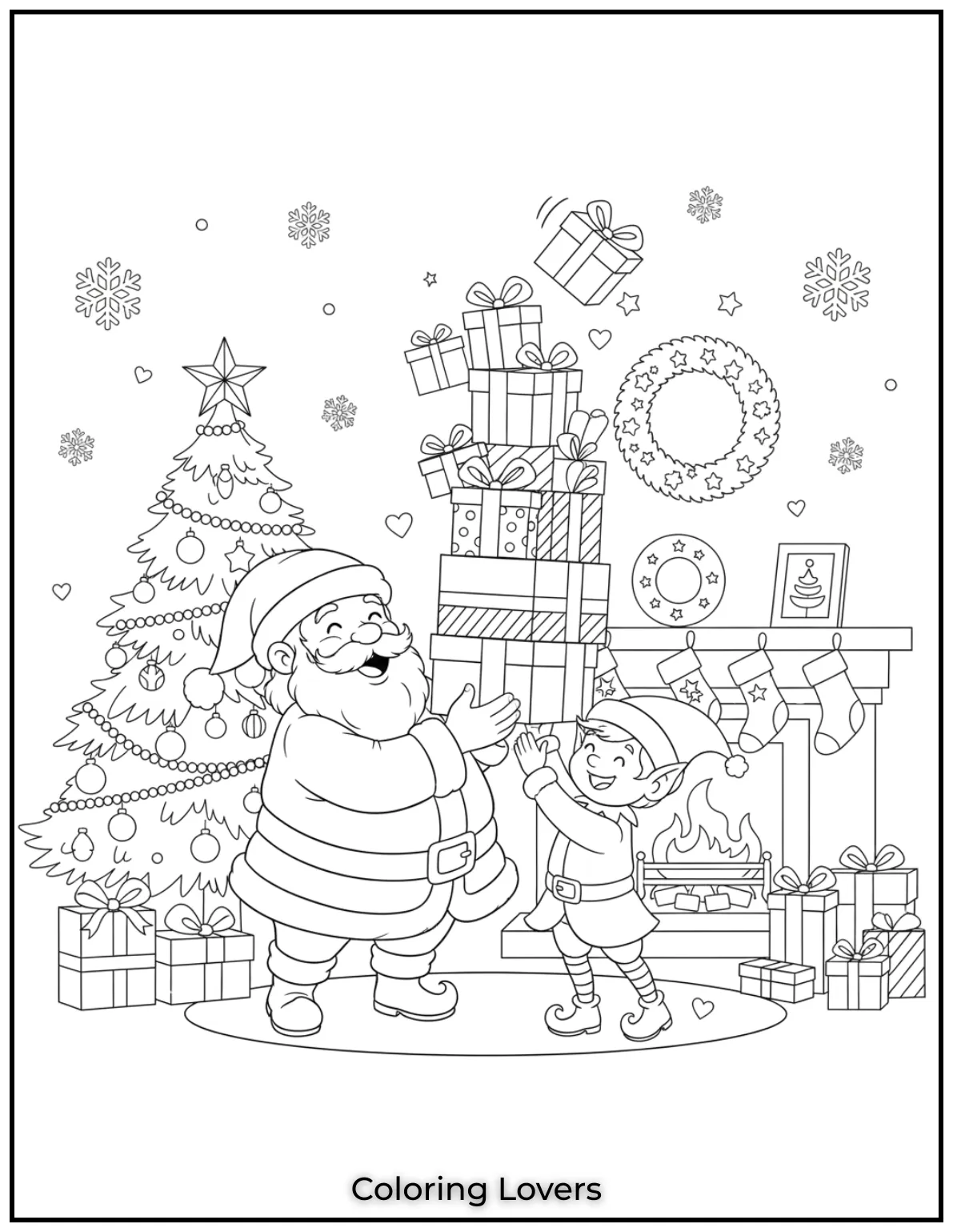 Drawing Santa and his elf balancing all those presents made me smile. What a fun way to bring the magic of gifting alive.