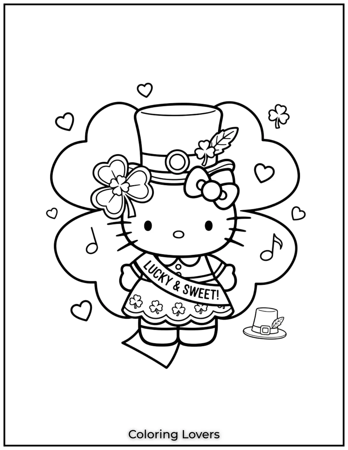 Download St Patrick's Day Coloring Pages 19 Hello Kitty looks adorable in her lucky St. Patrick’s Day outfit