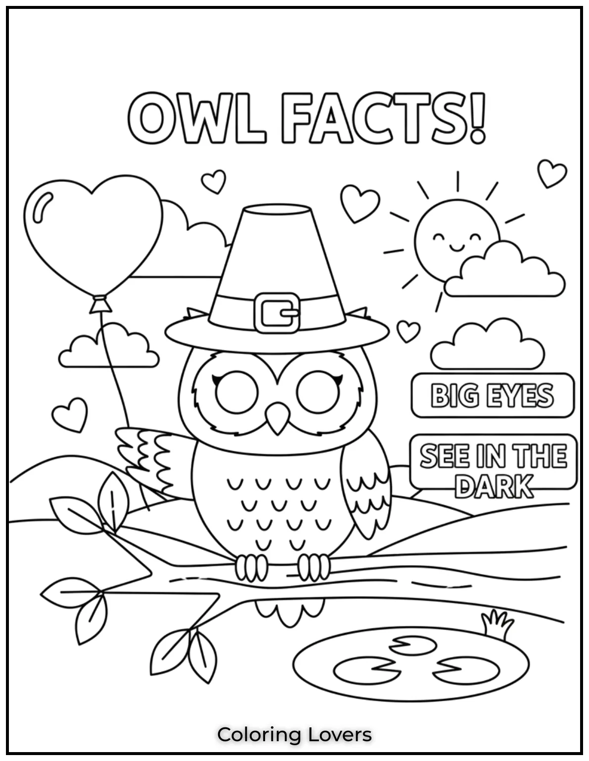 Superior Owl Coloring Pages for Kids who love Coloring! 7 I added these fun owl facts to make learning as enjoyable as coloring. Did you know their big eyes help them see in the dark Amazing