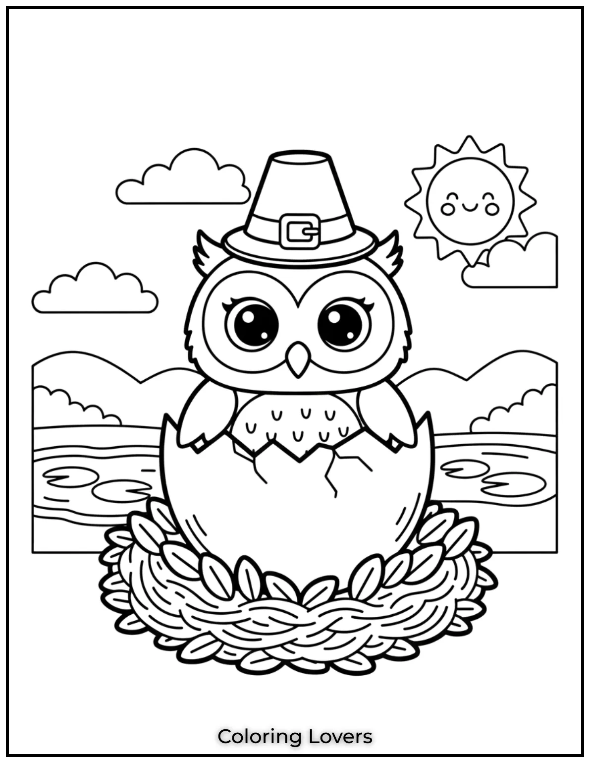 Superior Owl Coloring Pages for Kids who love Coloring! 15 I couldnt resist drawing this cute baby owl peeking out of its eggshell. Its such a sweet and joyful scene to color