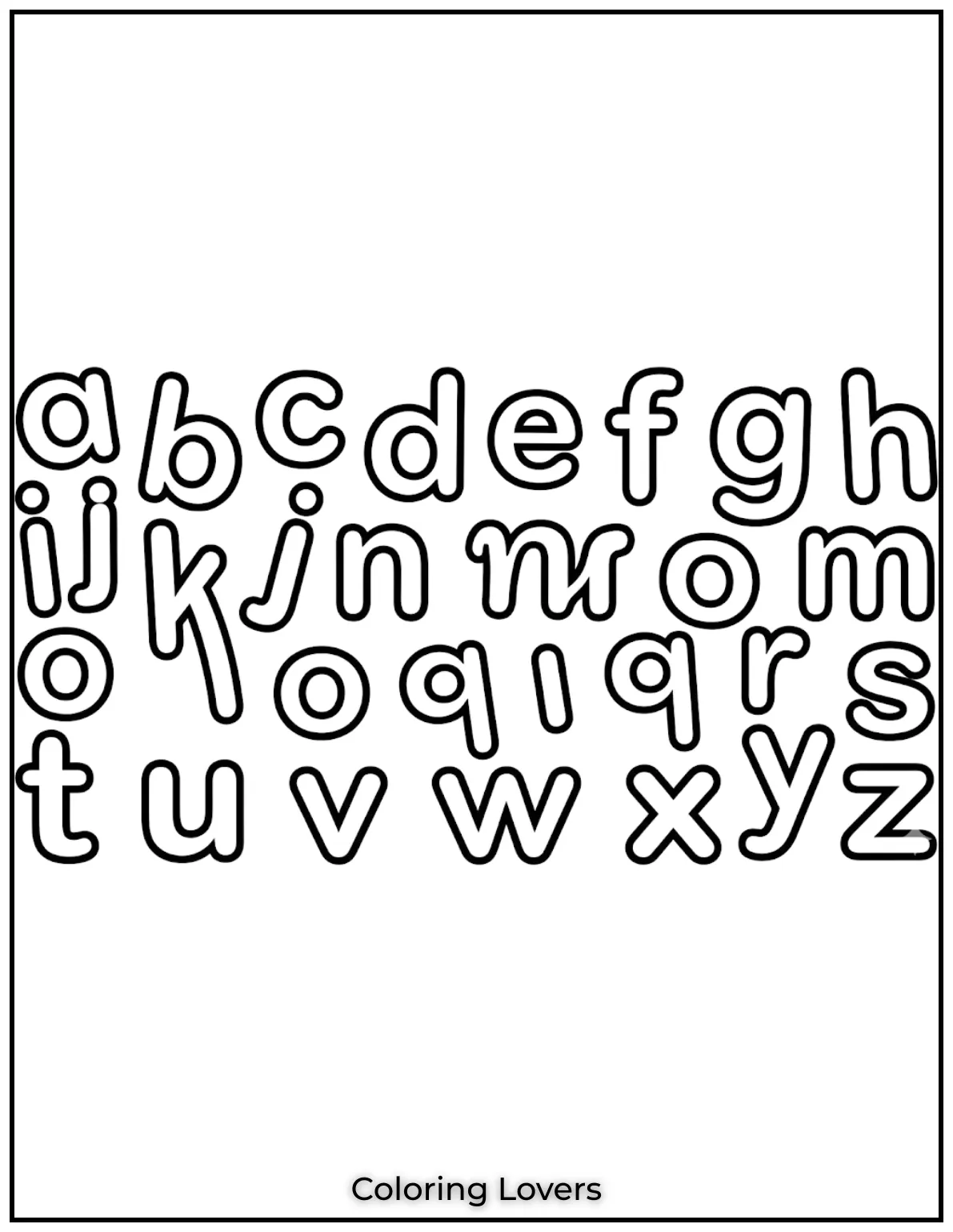 I designed this lowercase alphabet page for kids to color while they practice letter recognition.