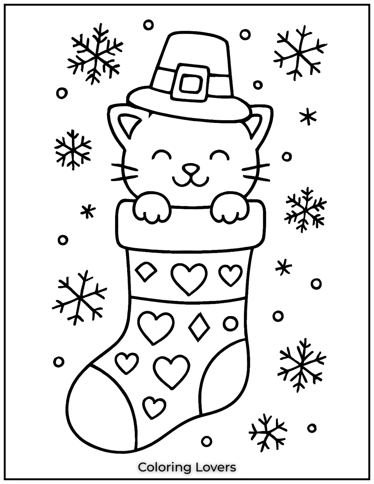 I drew this cute kitten peeking out of a stocking to add a touch of holiday mischief
