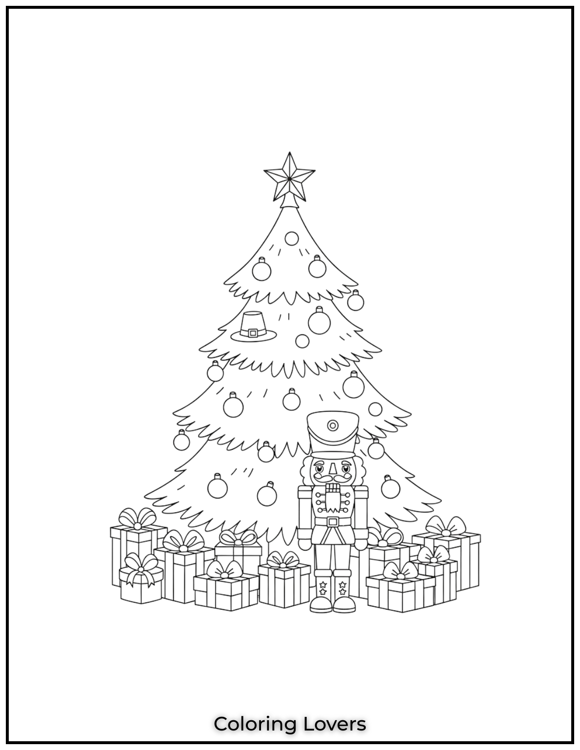 Free Printable Christmas Tree Coloring Pages 18 I just love how this nutcracker adds a charming touch to the Christmas tree.