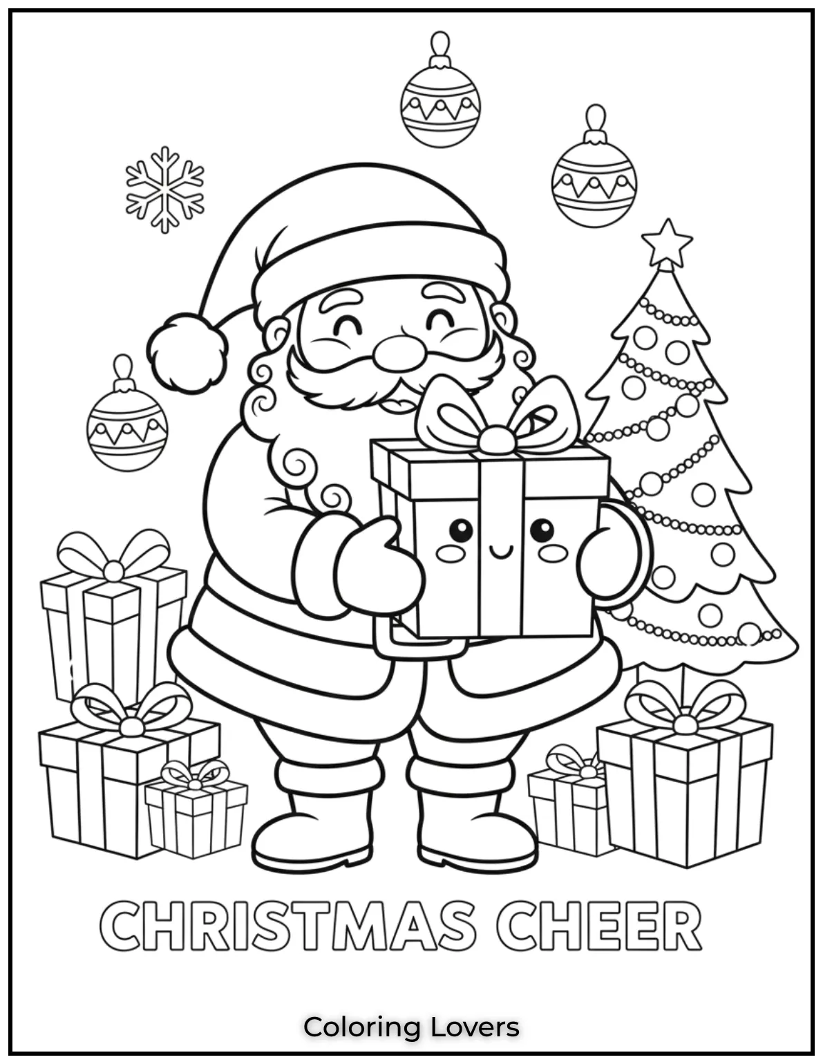 Preschool Coloring Pages – Fun & Easy Printables for All 40 Jolly Santa and his adorable gift bring Christmas cheer.