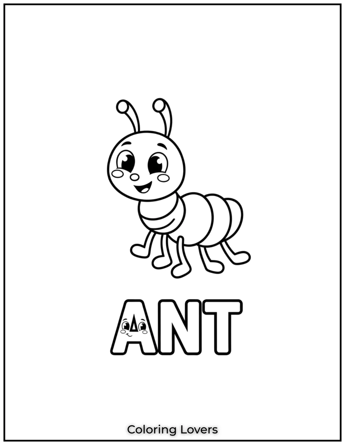 Letter “A” ant coloring page.
