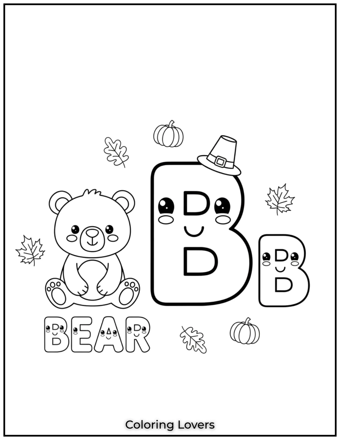 Letter “B” bear coloring page.
