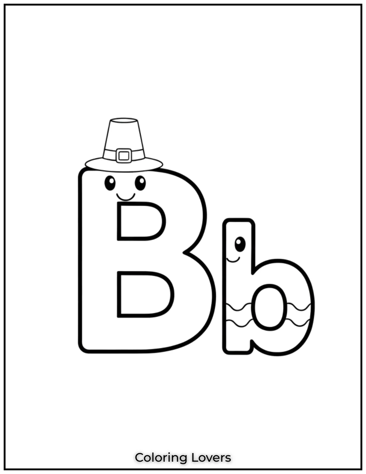 Letter “B” uppercase and lowercase coloring page.
