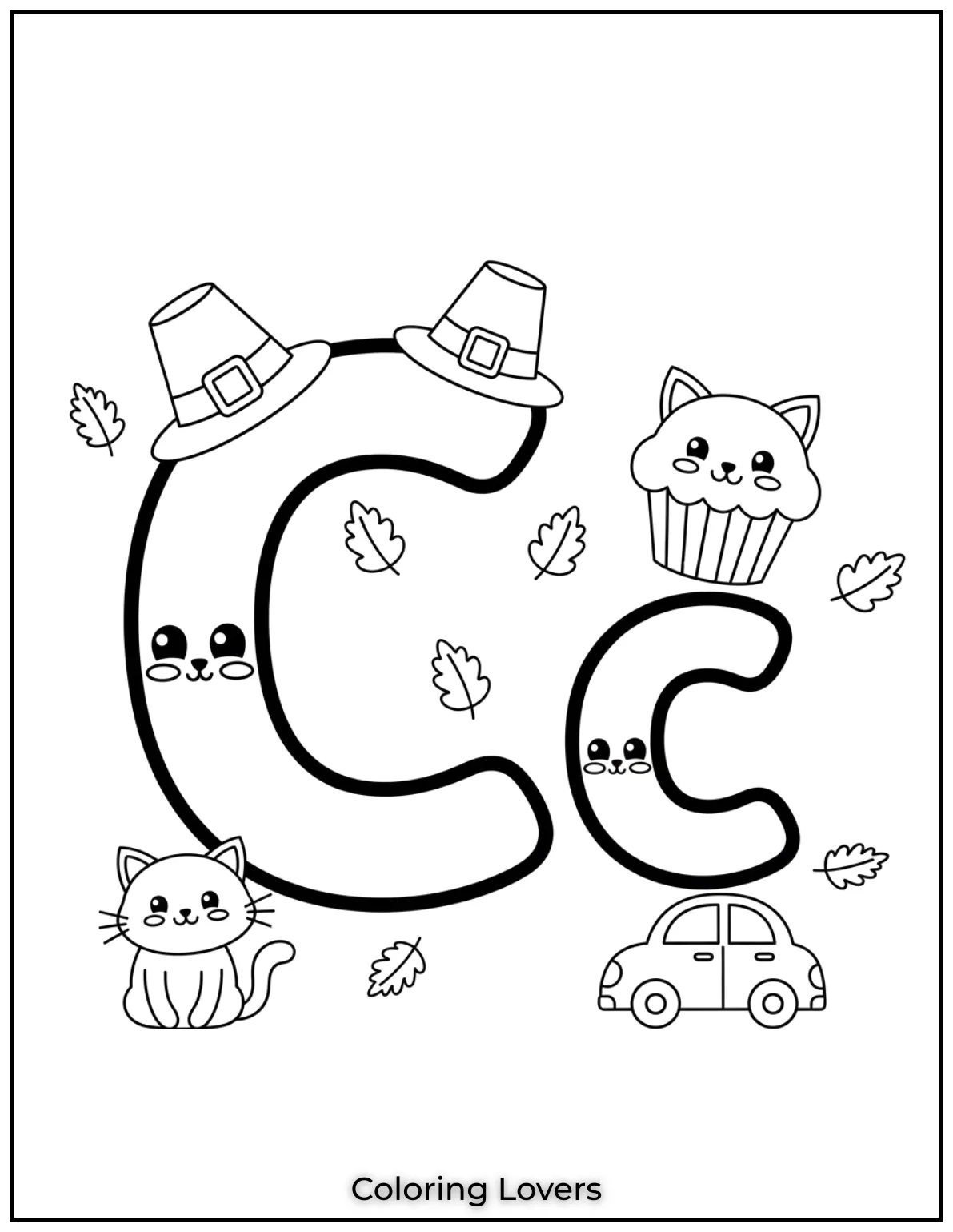 Letter “C” uppercase and lowercase coloring page.
