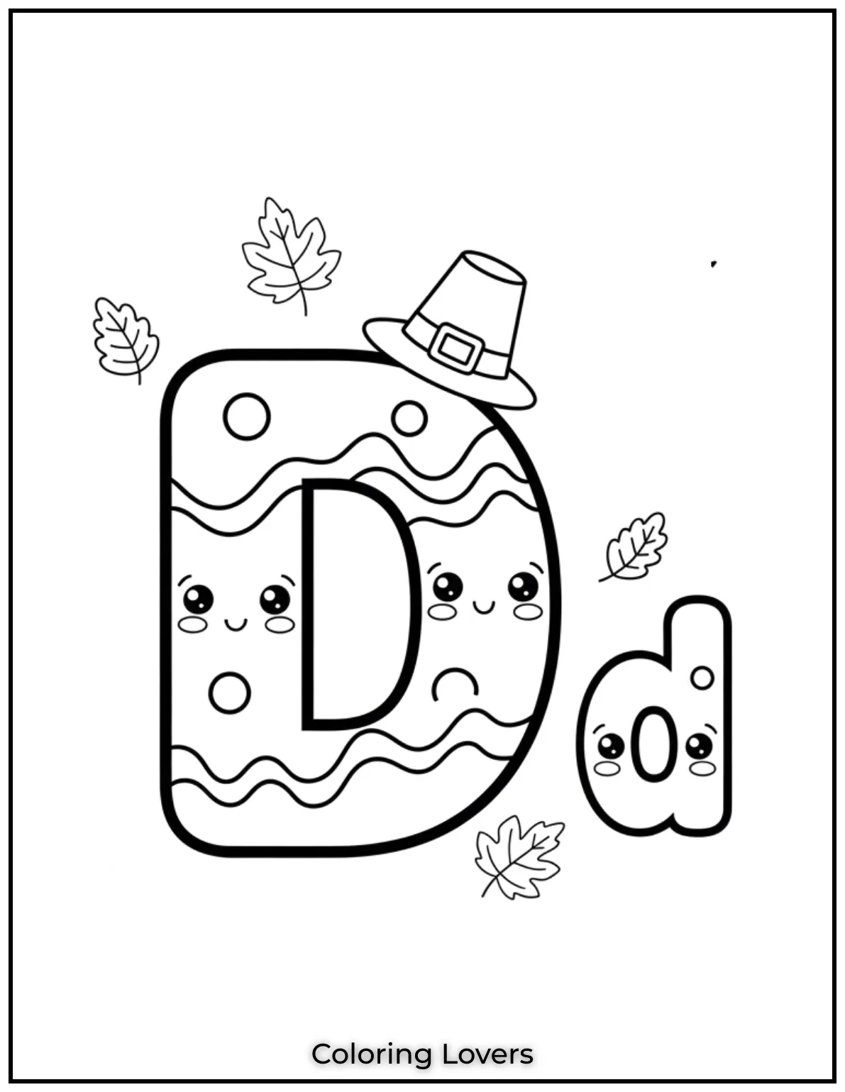 Letter “D” uppercase and lowercase coloring page.
