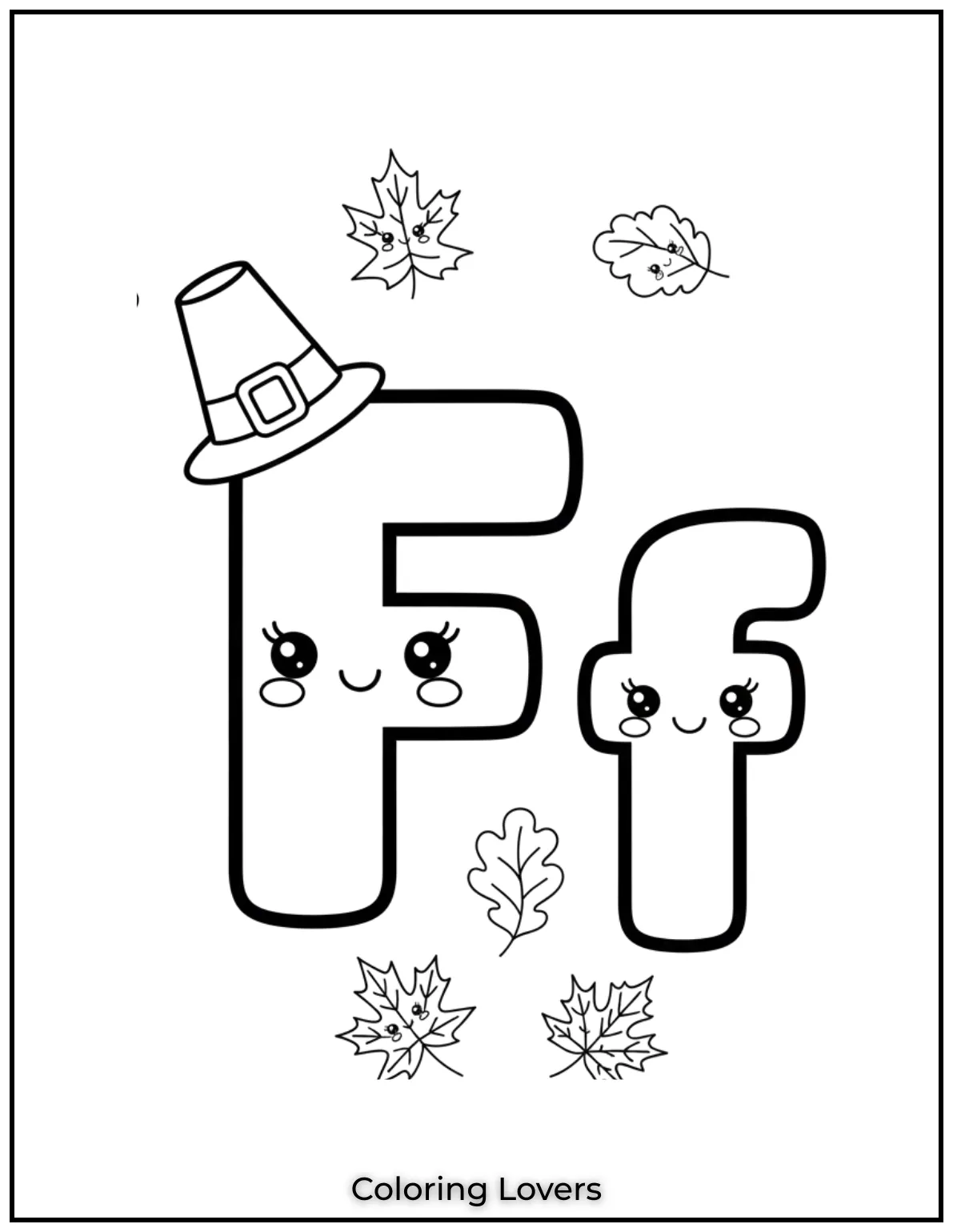 Letter “F” uppercase and lowercase coloring page.
