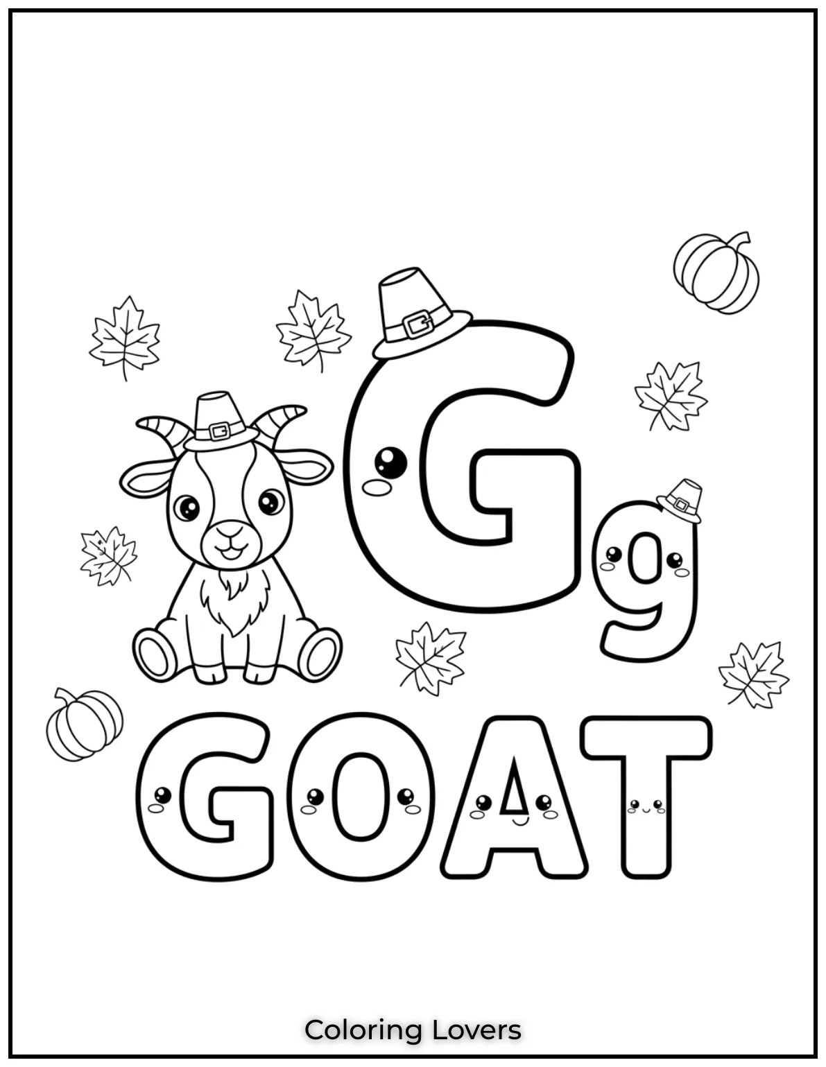 Letter “G” goat coloring page.
