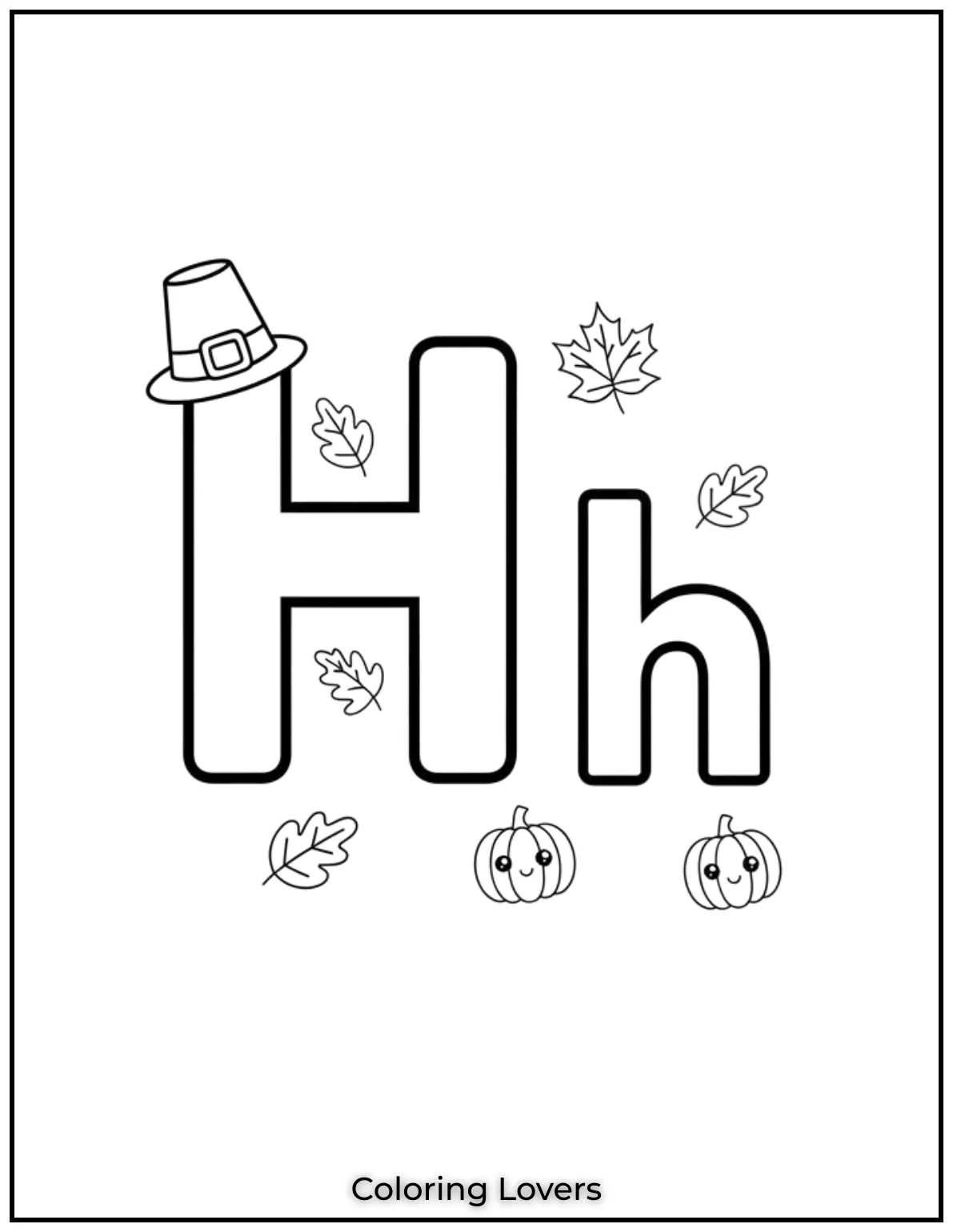 Letter “H” uppercase and lowercase coloring page.
