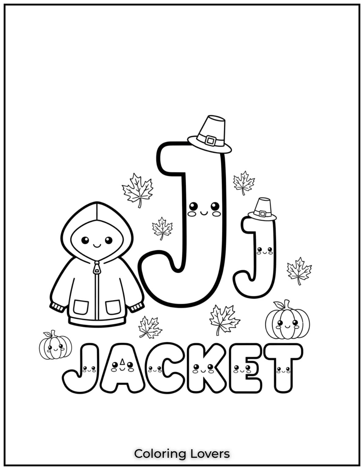 Letter “J” jacket coloring page for preschoolers.
