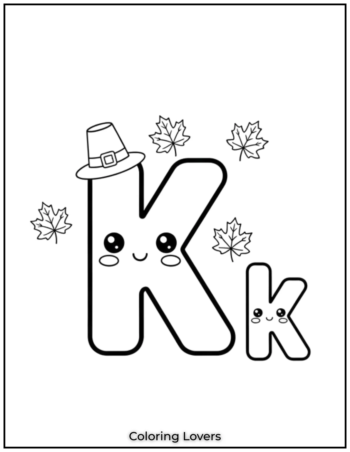 Letter “K” uppercase and lowercase coloring page.
