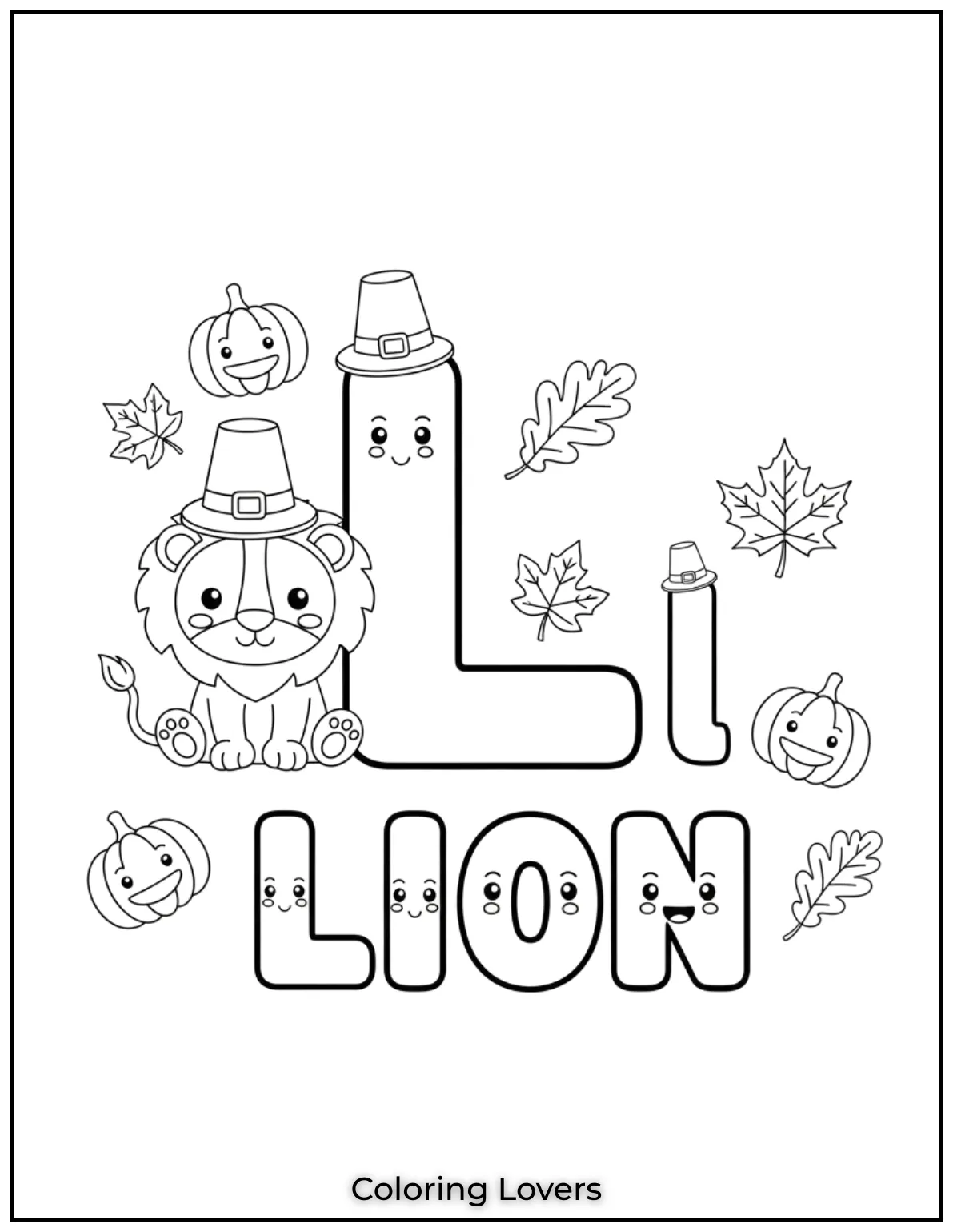 Letter “L” lion coloring page.
