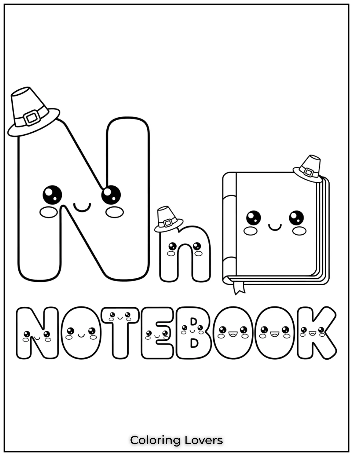 Letter “N” notebook coloring page.
