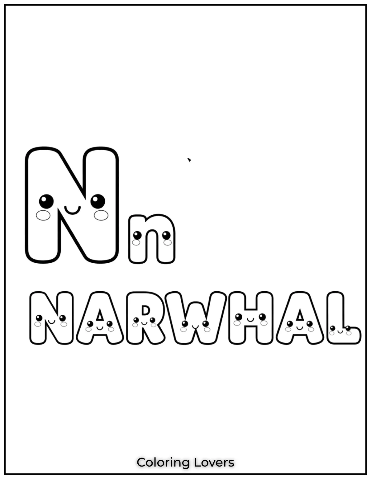 Letter “N” uppercase and lowercase coloring page.
