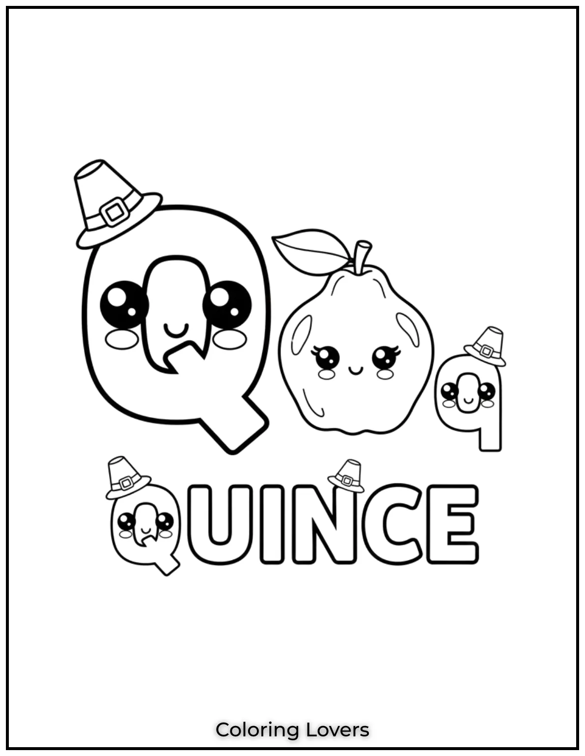 Letter “Q” quince coloring page for preschoolers.

