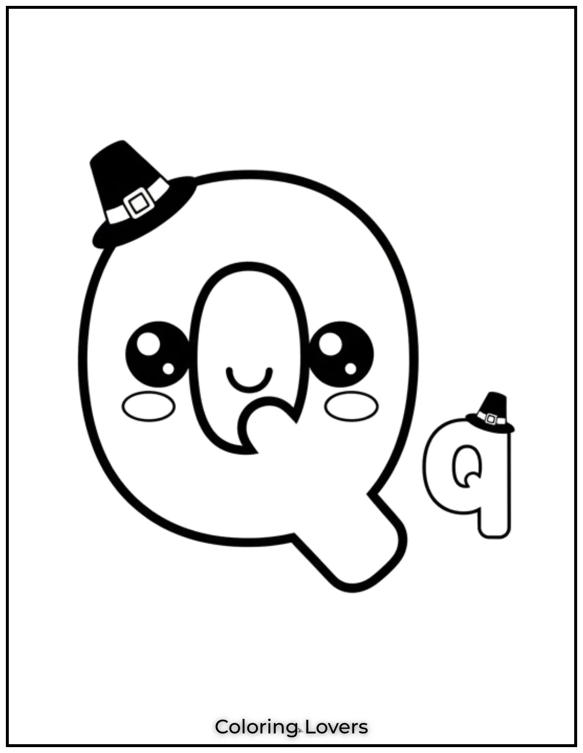 Letter “Q” uppercase and lowercase coloring page.
