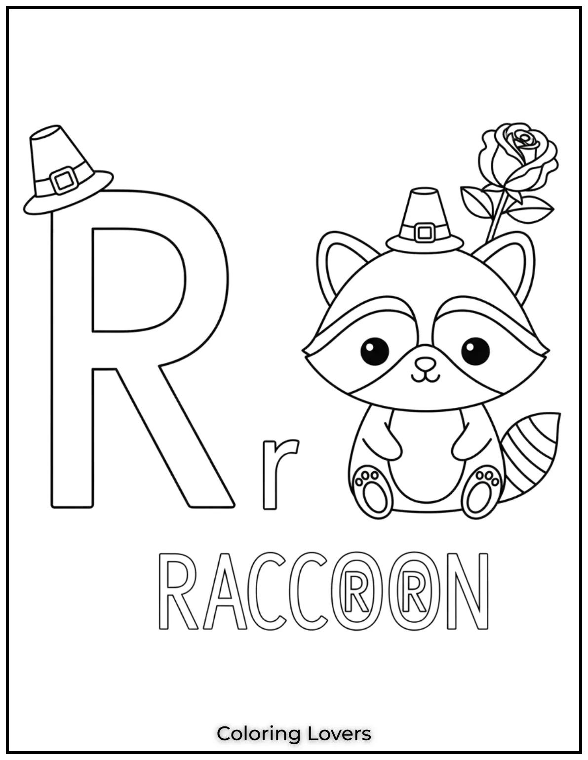 Letter “R” uppercase and lowercase coloring page.
