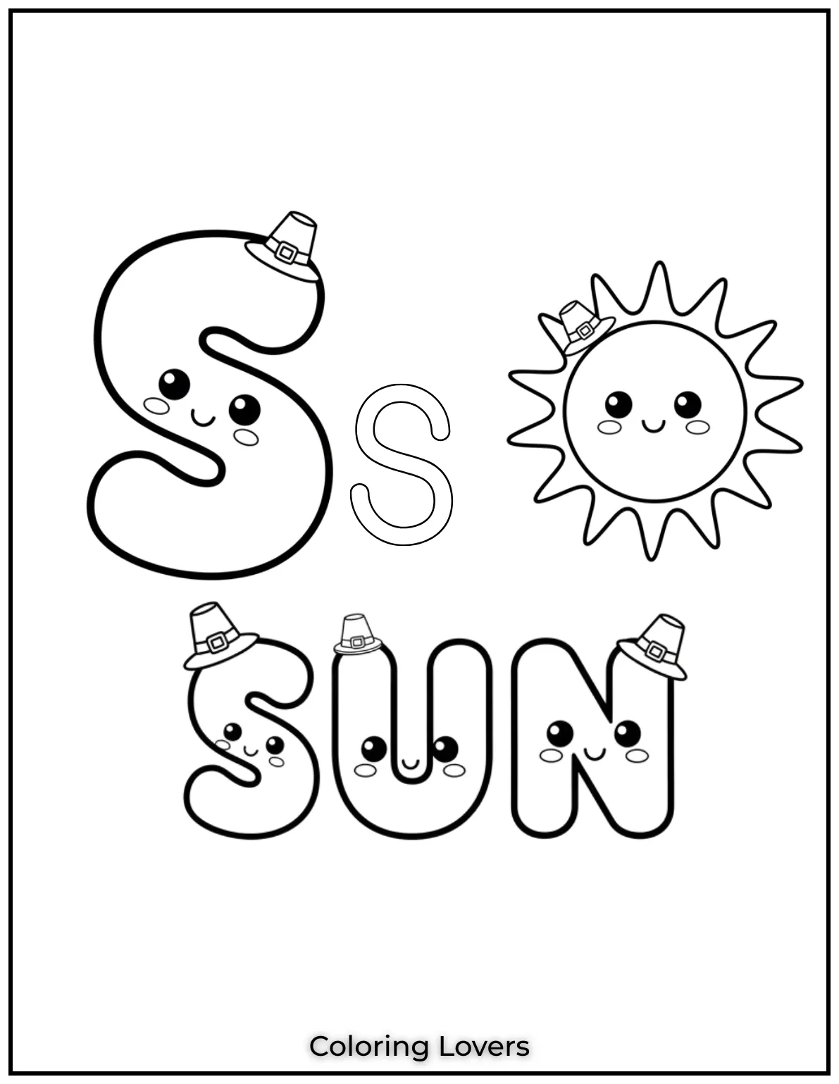 Letter “S” sun coloring page.
