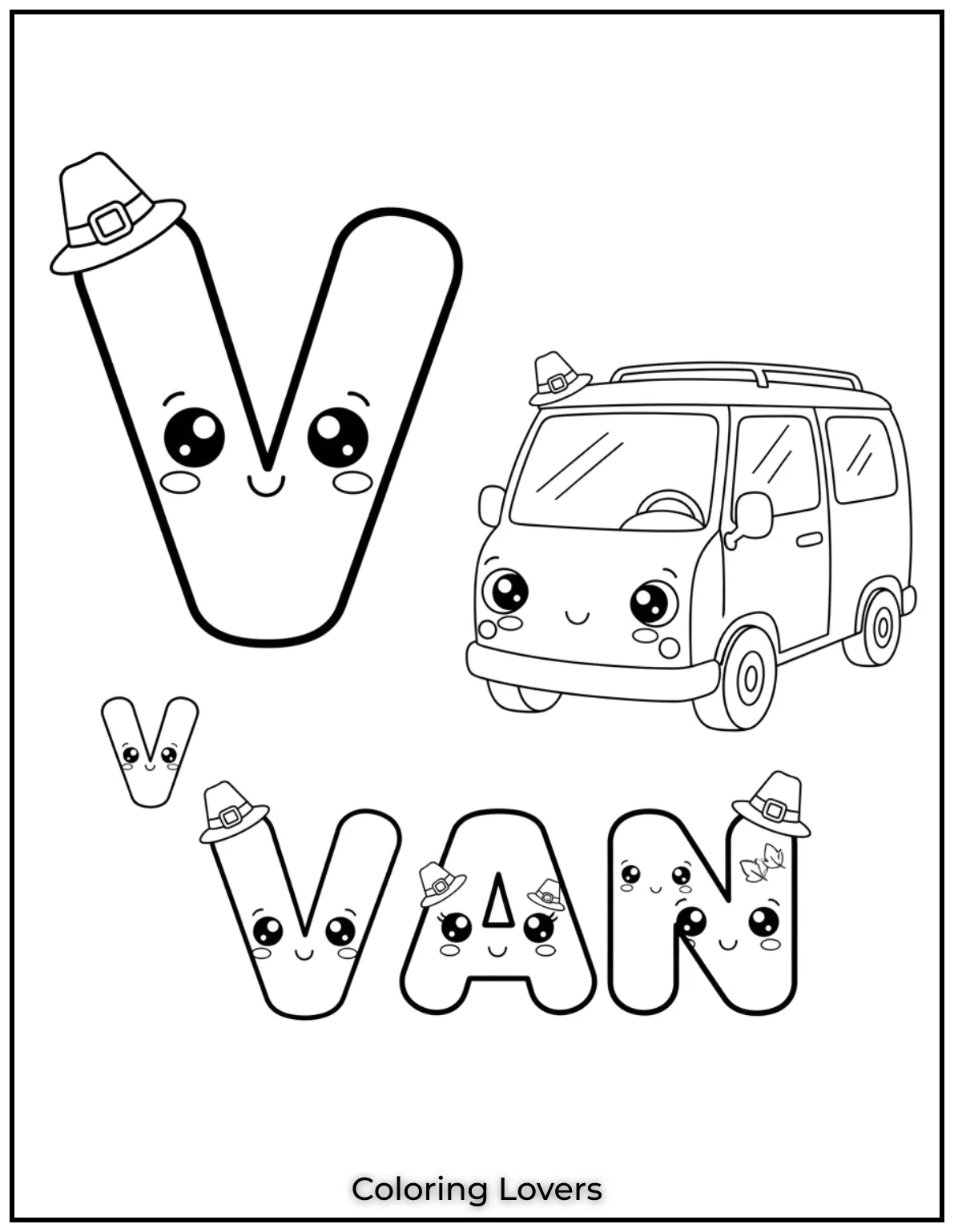 Letter “V” uppercase and lowercase coloring page.
