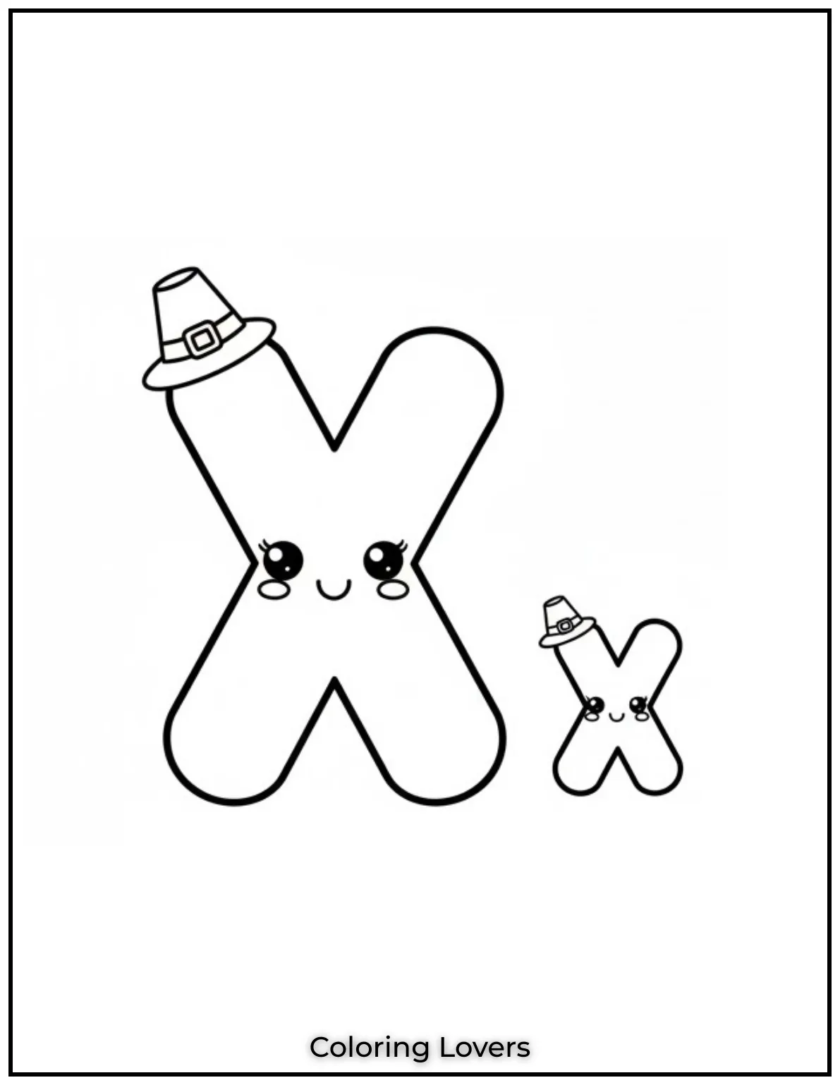 Letter “X” uppercase and lowercase coloring page.
