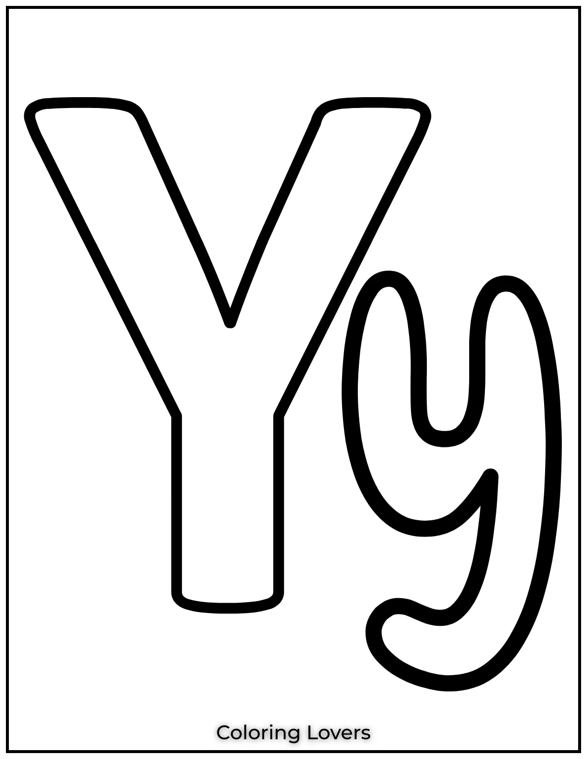 Letter “Y” uppercase and lowercase coloring page.
