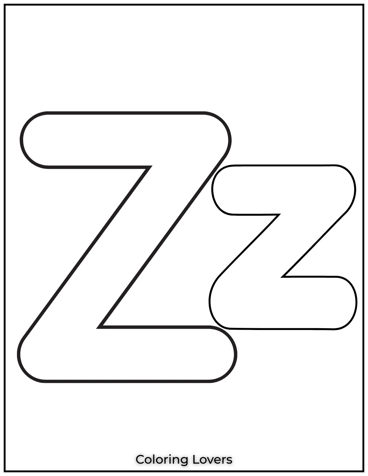 Letter “Z” uppercase and lowercase coloring page.
