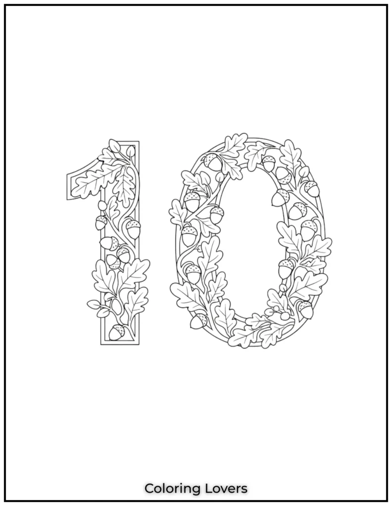 Number 10 stands proud with ivy and soft leaves climbing like its growing in a sunny garden