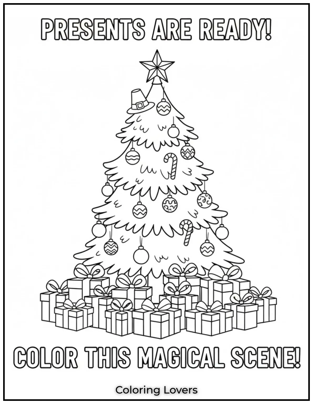Free Printable Christmas Tree Coloring Pages 7 Presents are ready under the tree Now its your turn to bring 1