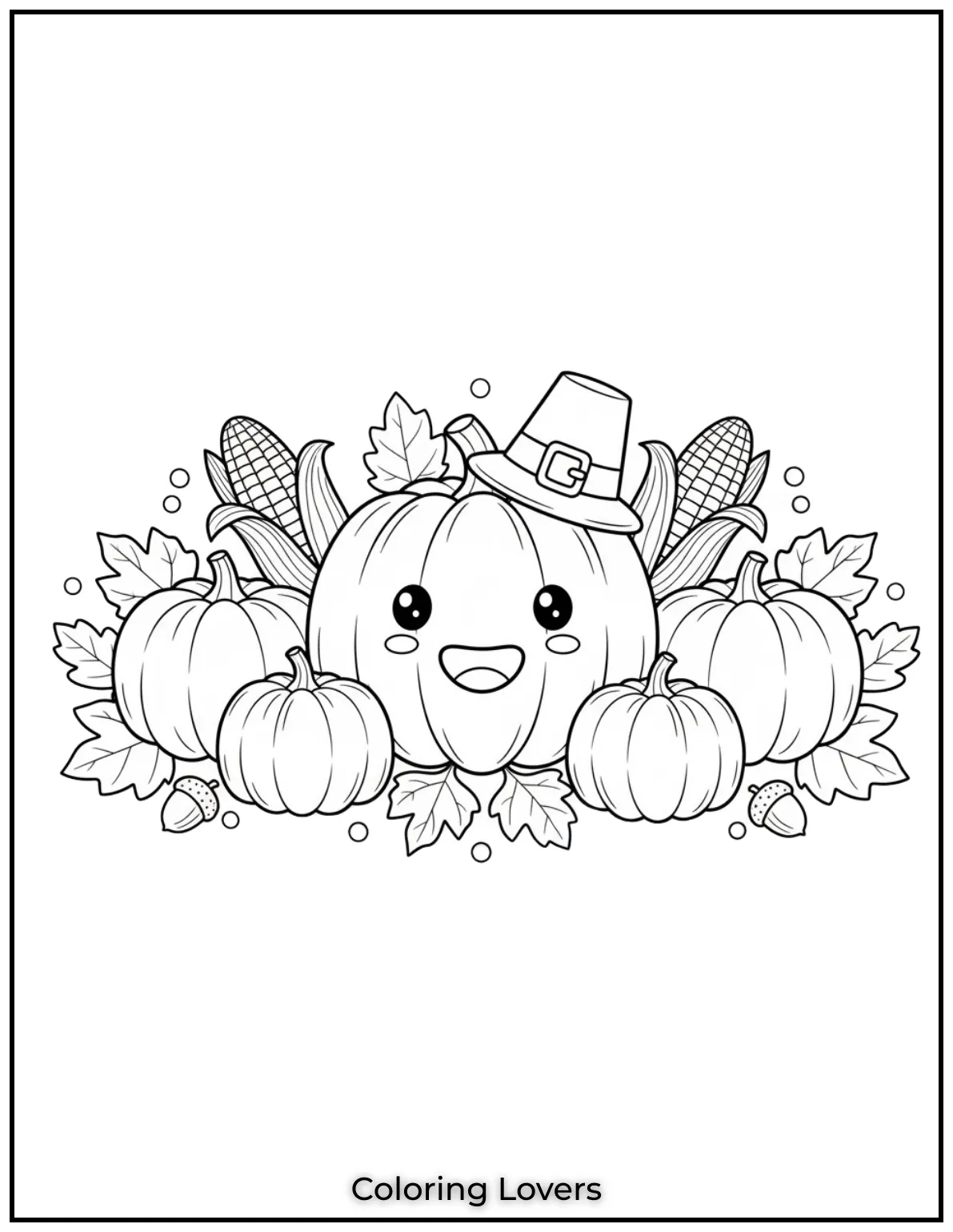 Pumpkins and corn are such classic symbols of Thanksgiving harvest I love capturing the simple beauty of these natural elements for kids to color