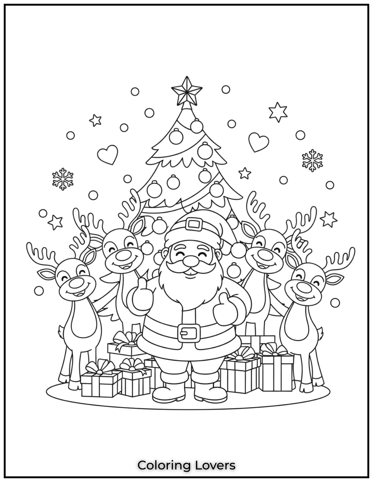 Santa stands proudly with his joyful reindeer, spreading holiday cheer. A delightful image for Christmas creativity.