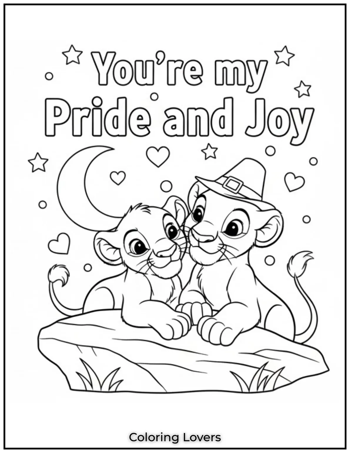 Cute Valentine’s Day Coloring Pages to Color and Enjoy 53 Simba and Nala under a starry sky show their bond with Youre my Pride and Joy This coloring page captures the beauty of lasting love