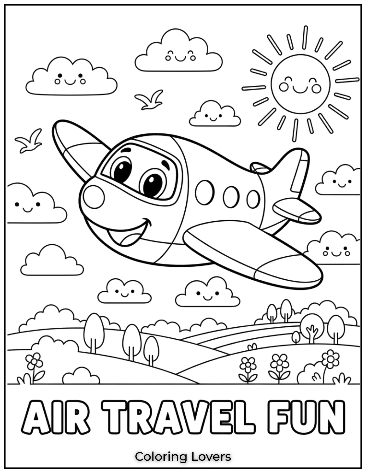 Preschool Coloring Pages – Fun & Easy Printables for All 34 Soaring through the sky, this friendly airplane is part of preschool coloring pages.
