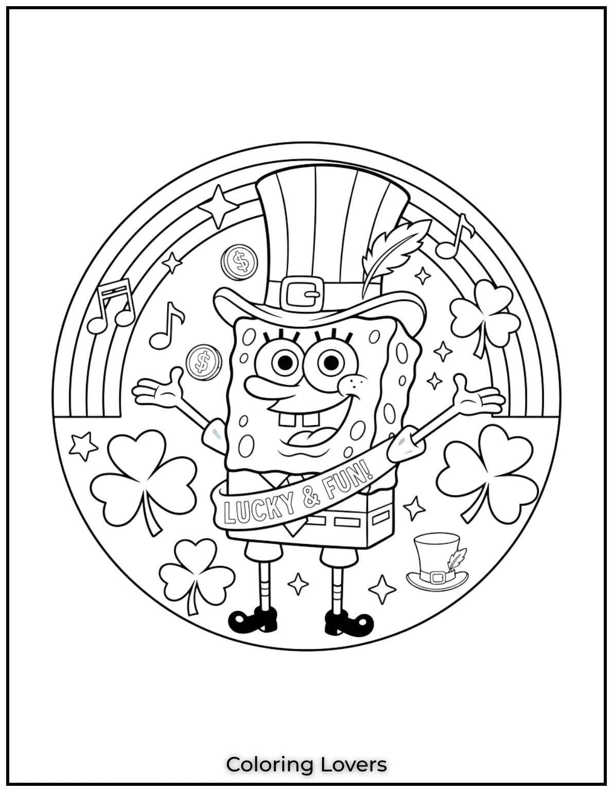 Download St Patrick's Day Coloring Pages 20 SpongeBob is all dressed up and ready for a lucky St.