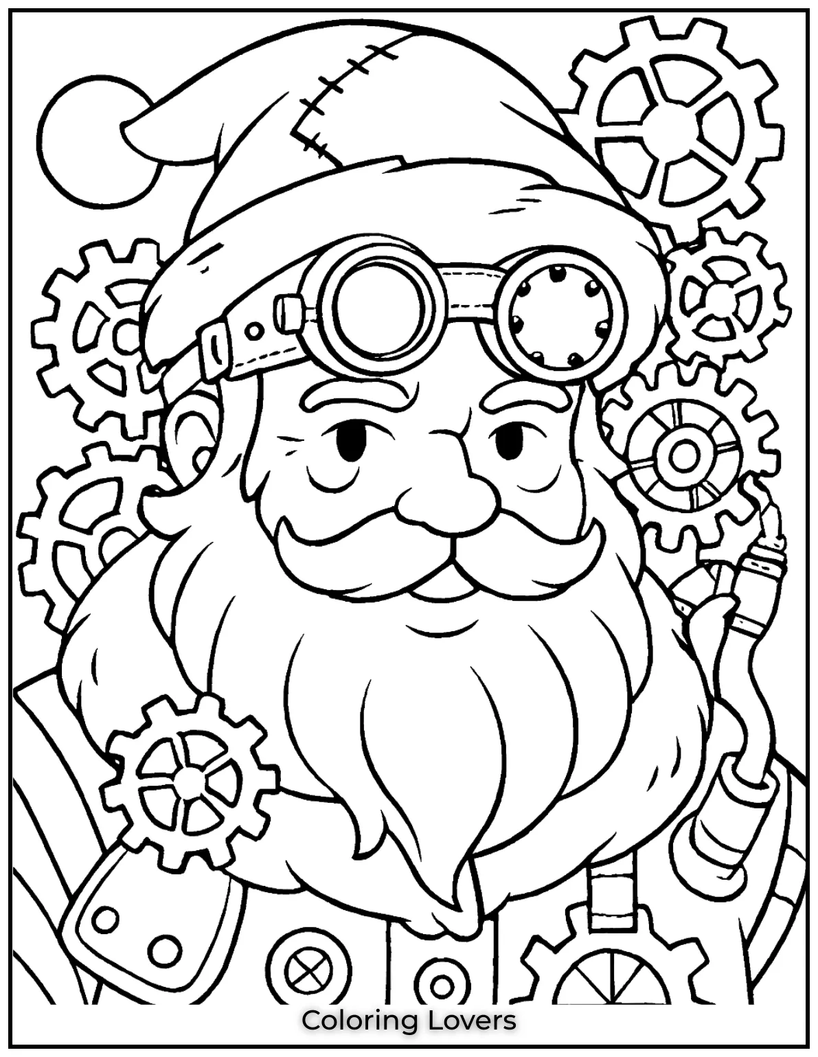 Steampunk meets Christmas! This printable Santa Claus coloring page is perfect for adults who love something creative and unique.
